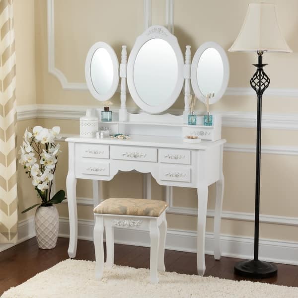 Shop Fineboard Vanity Set With Stool Makeup Table With Seven