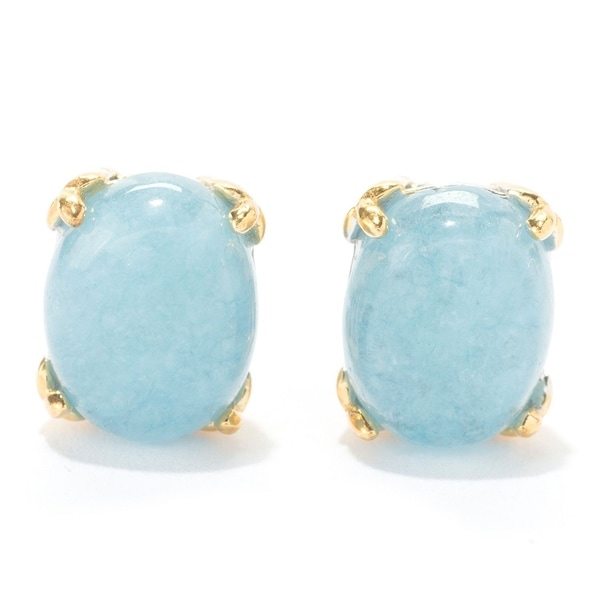 Michael Valitutti Palladium Silver Oval Milky Aquamarine Stud Michael Valitutti Palladium Silver Oval Milky Aquamarine Stud Earrings