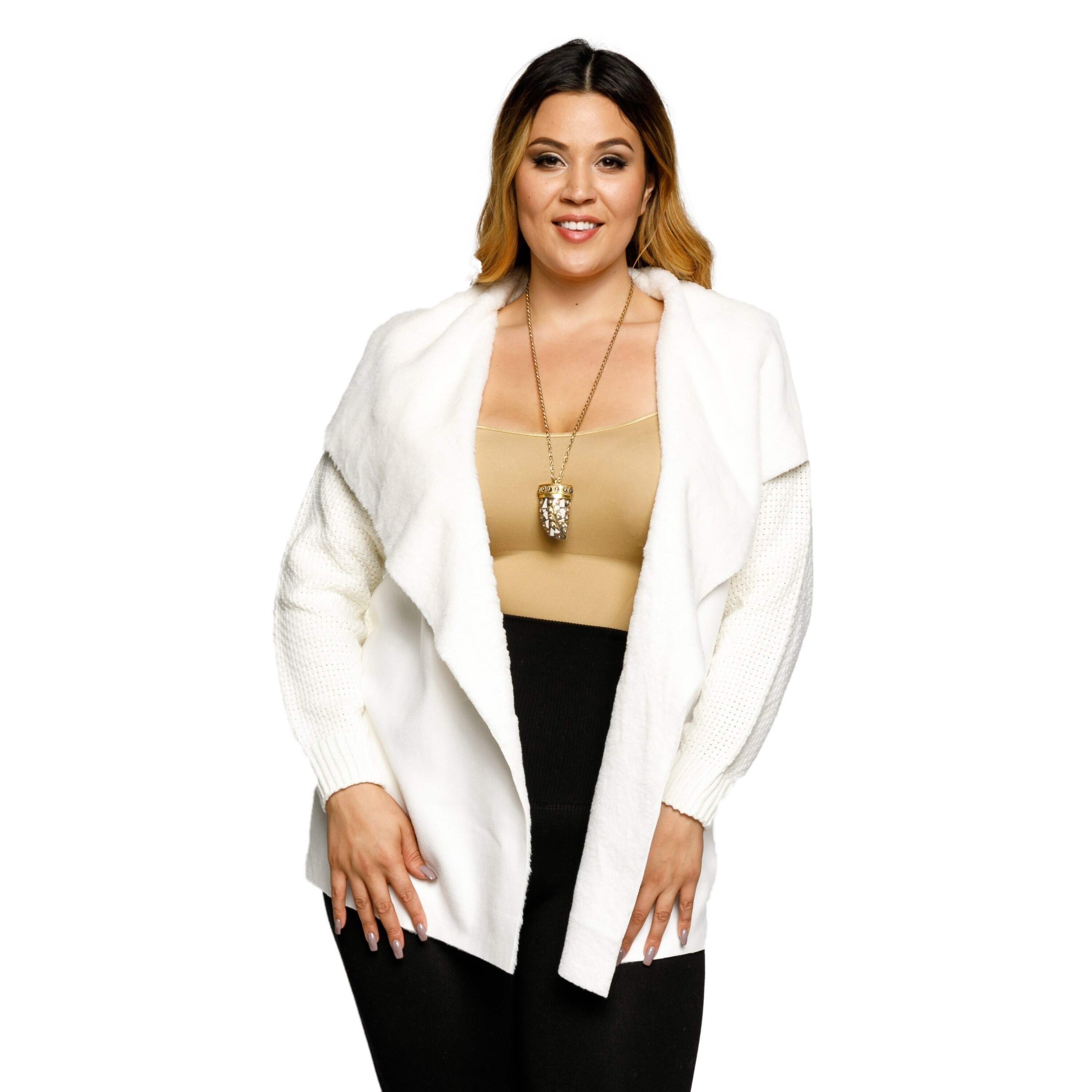 plus size sweater with fur collar