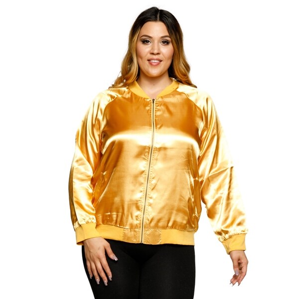 plus size satin bomber jacket