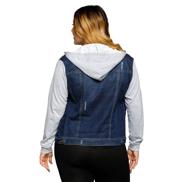 plus size denim hoodie jacket