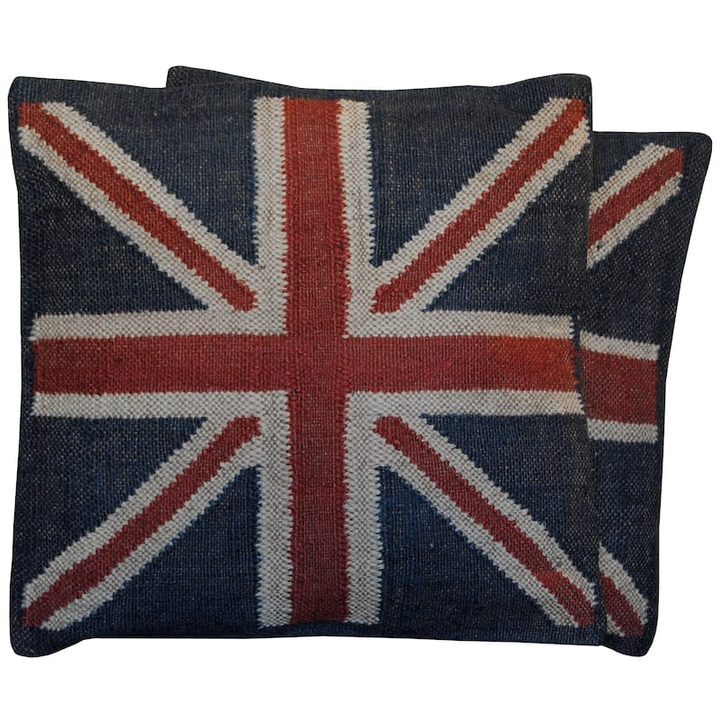 Handmade Kilim Pillow, Set of 2 (India) - 20" x 20"