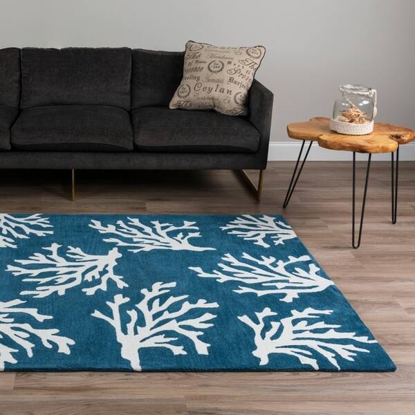 Shop Addison Rugs Beaches Coastal Navy Ivory Coral Pattern Area Rug 8 X 10 8 X10 Overstock 18797635