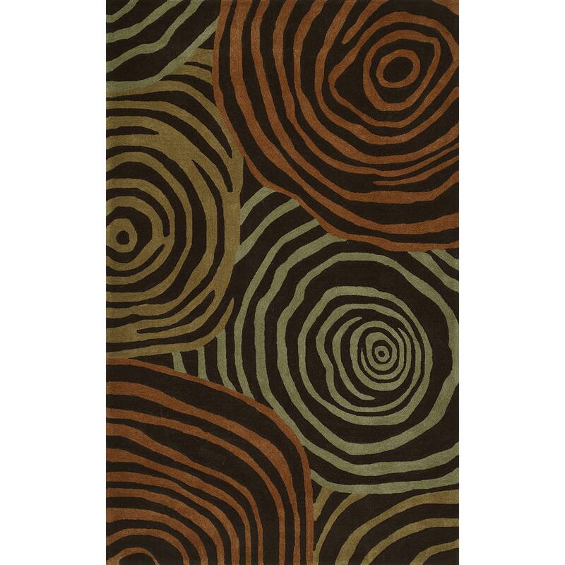 Addison Zenith Brown/Orange Wool-blend Bold Geometric Area Rug (8' x 10') - 8'X10'