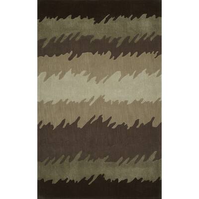 Addison Rugs Zenith Bold Stripe Abstract Brown/Ivory/Multicolored Wool/Viscose/Fabric Indoor Rectangular Area Rug - 8'X10'