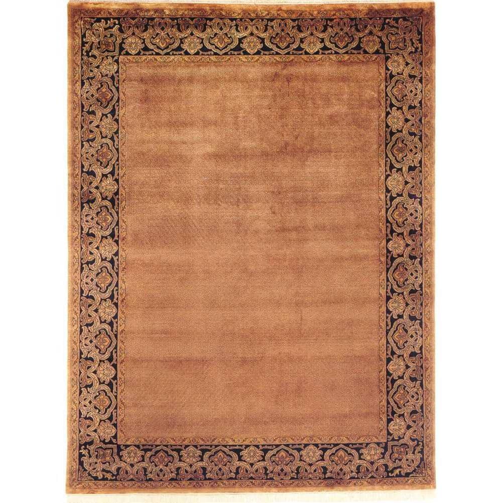 Agra Sand/Black Hand-knotted Wool Area Rug