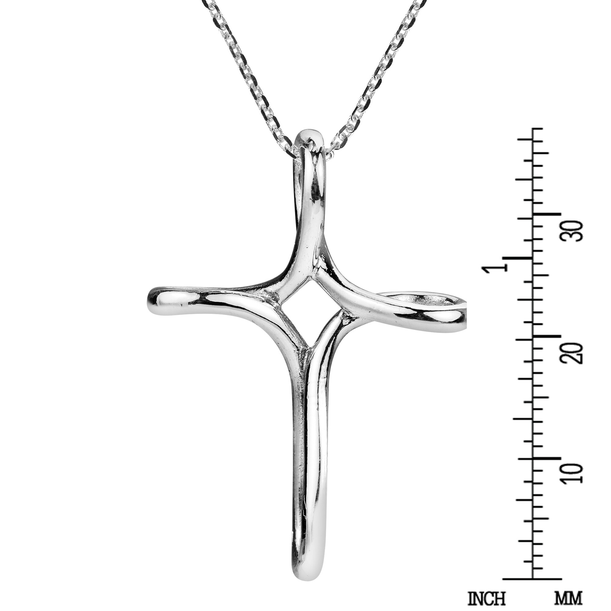 AeraVida Modern Infinity Loop Cross .925 Sterling Silver Necklace