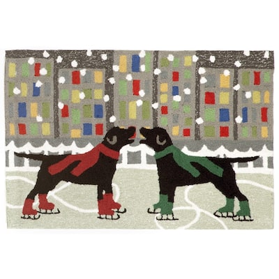 Liora Manne Frontporch Holiday Ice Dogs Indoor/Outdoor Mat