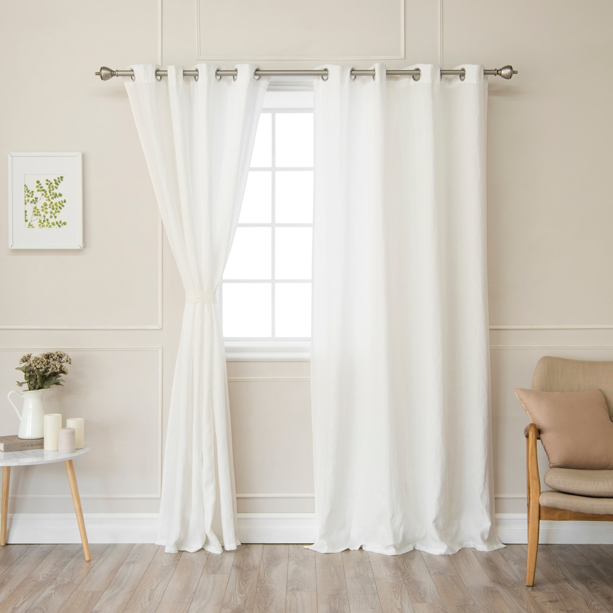 Aurora Home Belgian Flax Linen Grommet Curtain Panel - N/A