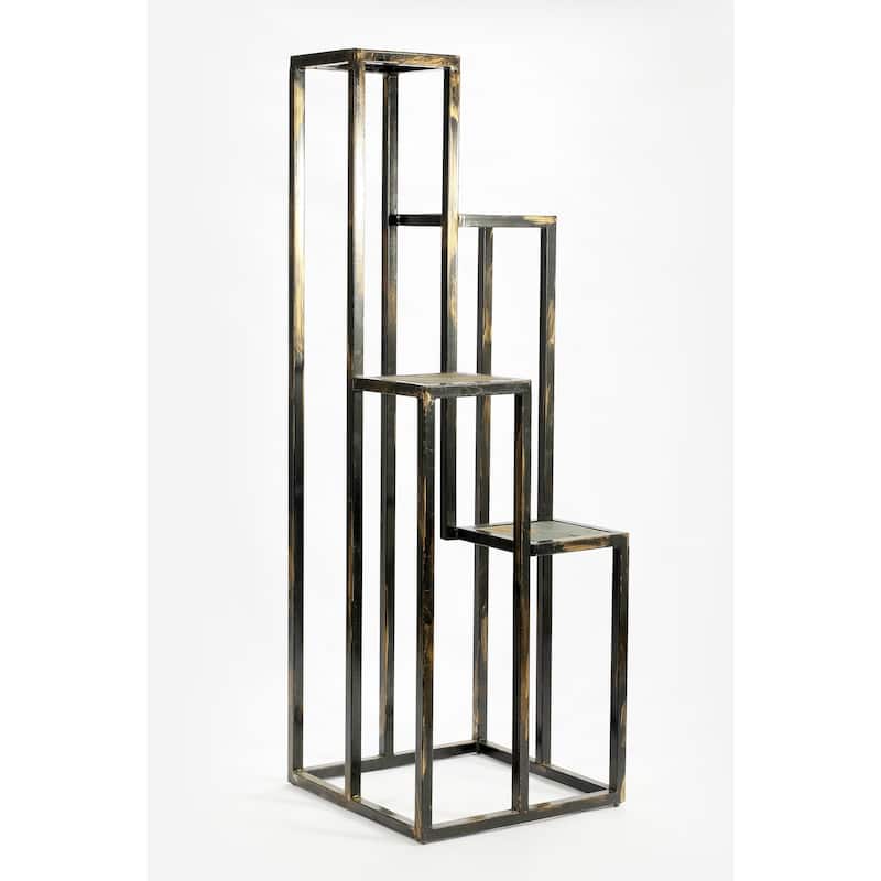 47.25 in. 4 Tier Grey Stone Cast Iron Plant Stand