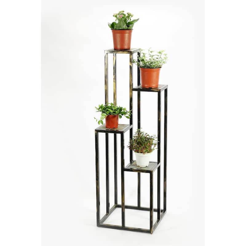 47.25 in. 4 Tier Grey Stone Cast Iron Plant Stand