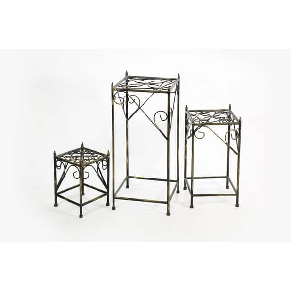 13 in Small Lattice Square Cast Iron Plant Stand