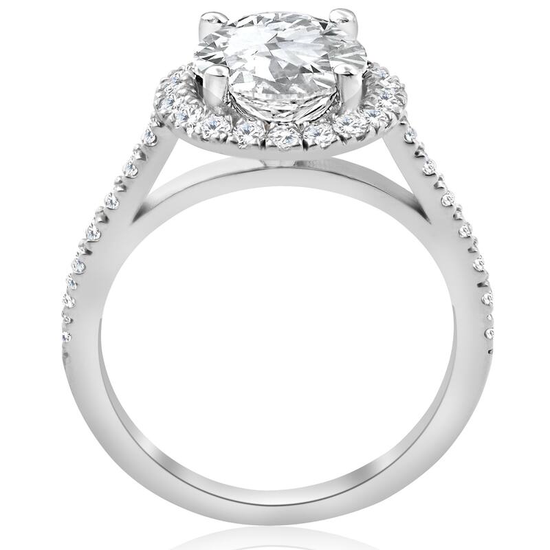 Pompeii3 14k White Gold 2 3/8ct ct TDW Halo Diamond Clarity Enhanced & Eco Friendly Lab Grown Ring (G-H/VS2-SI1)