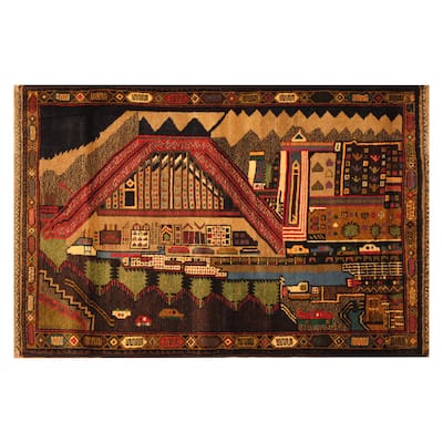 Handmade One-of-a-Kind Wool War Rug (Afghanistan) - 2'11 x 4'8