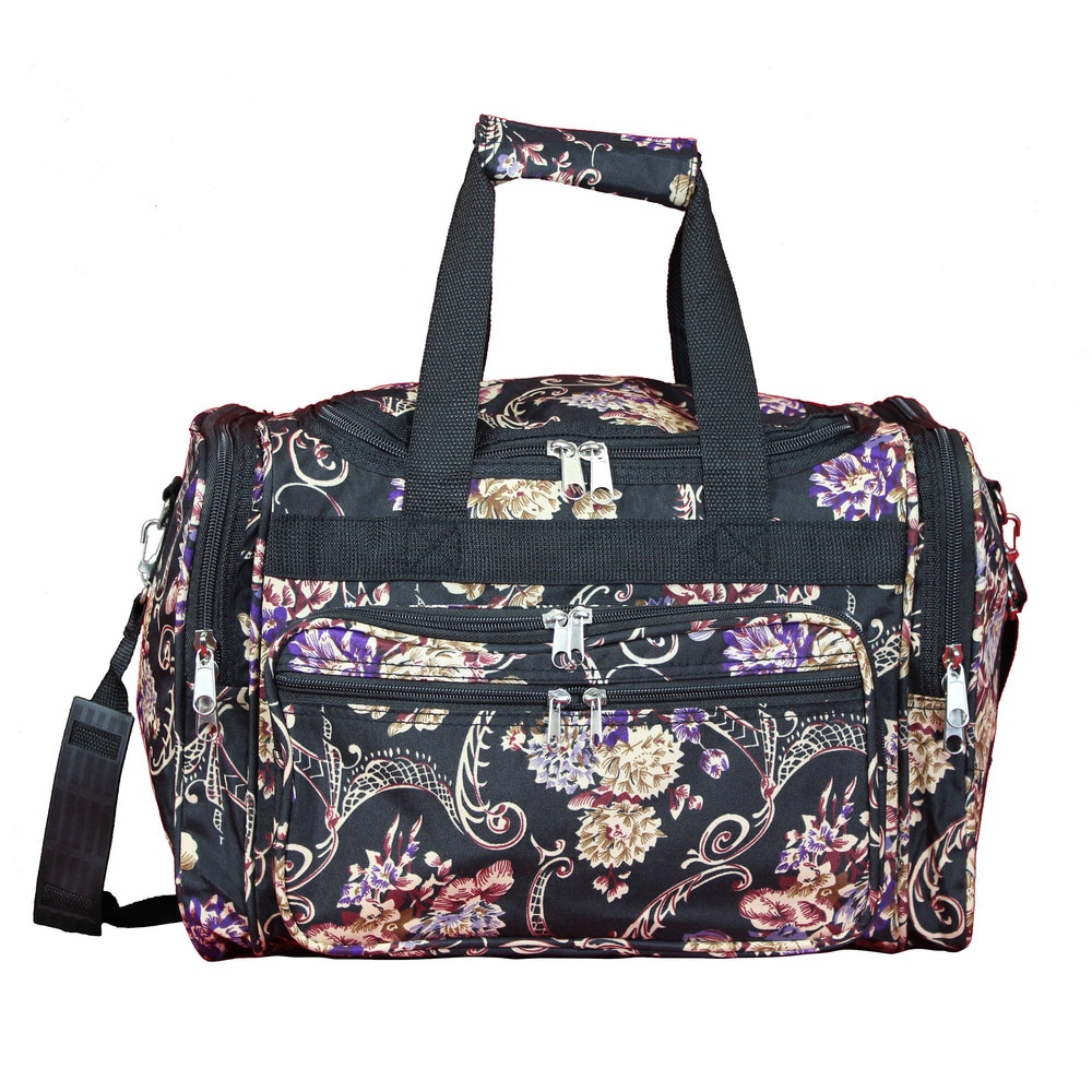 floral duffle bag with wheels