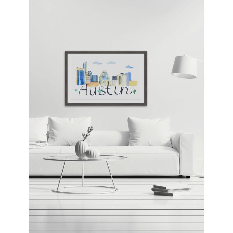 'Austin Cityscape' Framed Painting Print - Multi-Color