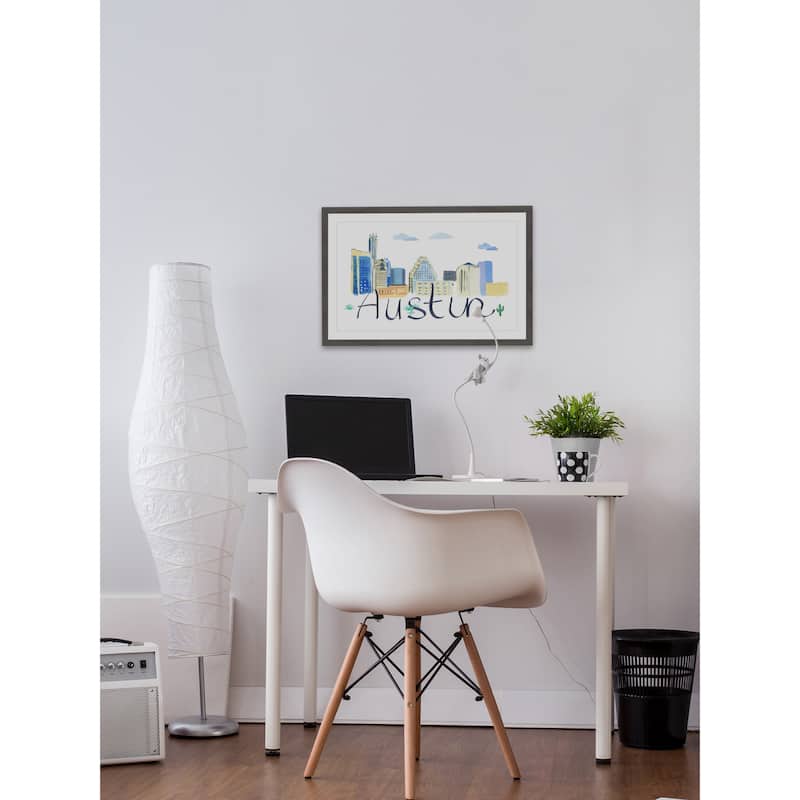 'Austin Cityscape' Framed Painting Print - Multi-Color