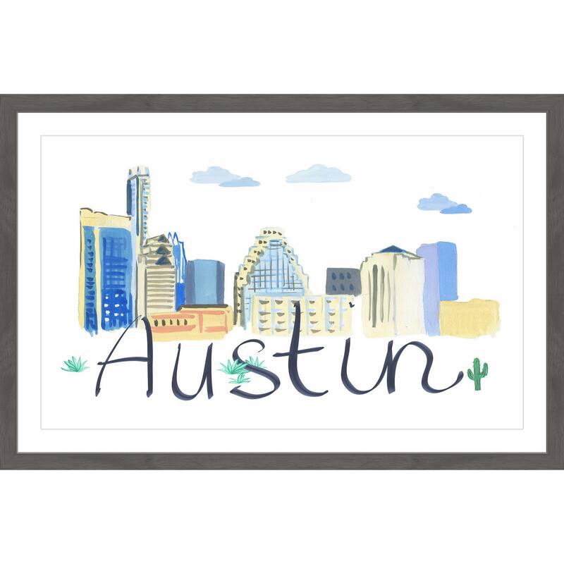 'Austin Cityscape' Framed Painting Print - Multi-Color