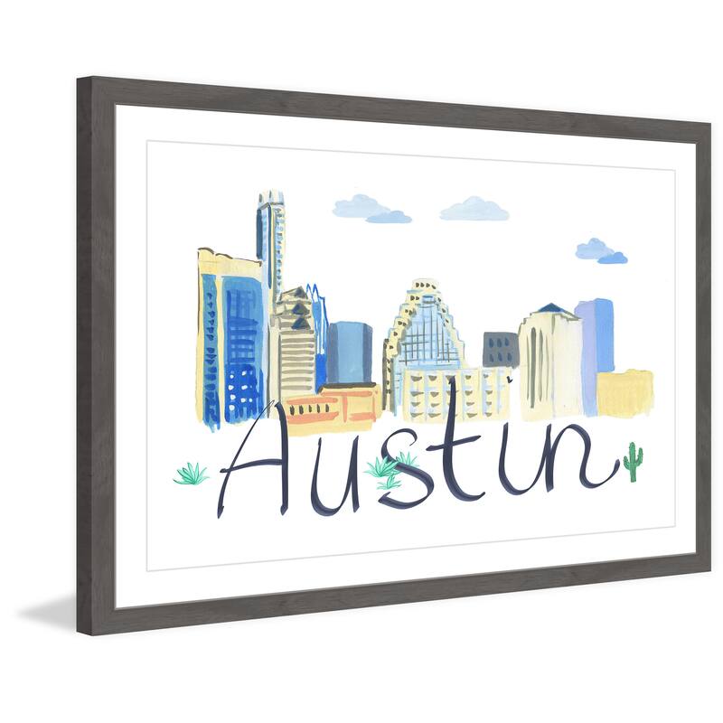 'Austin Cityscape' Framed Painting Print - Multi-Color