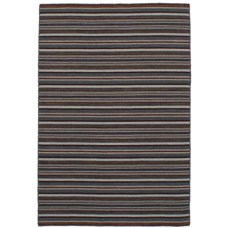 Flat-weave Manhattan Blue, Red Wool Kilim