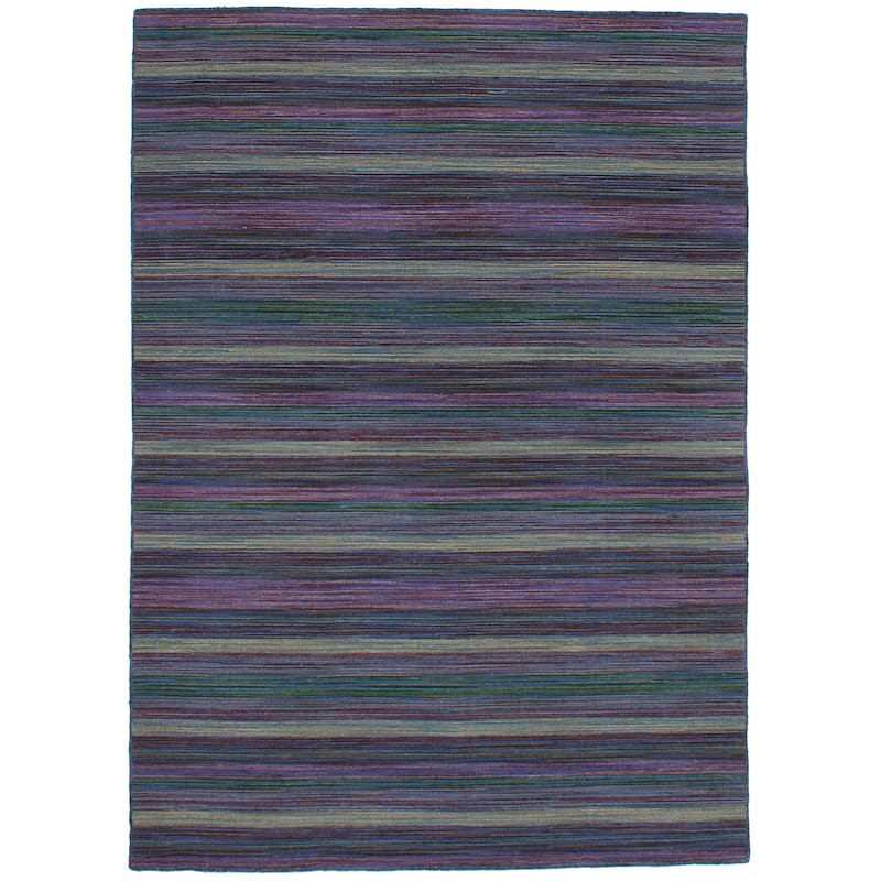 Flat-weave Manhattan Blue, Red Wool Kilim