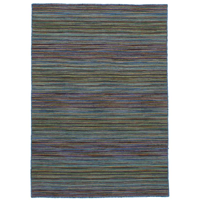Flat-weave Manhattan Blue, Red Wool Kilim