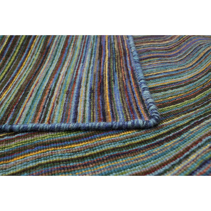 Flat-weave Manhattan Blue, Red Wool Kilim