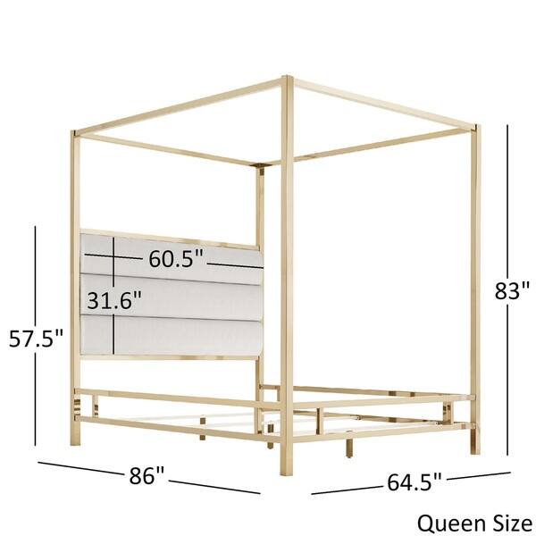 Solivita Champagne Gold Metal Canopy Bed with Horizontal Panel Headboard by iNSPIRE Q Bold