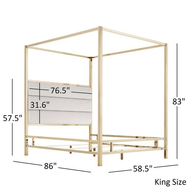 Solivita Champagne Gold Metal Canopy Bed with Horizontal Panel Headboard by iNSPIRE Q Bold