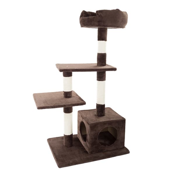 Shop Black Friday Deals On 4 Tier Cat Tree Plush Multi Level Cat Tower By Petmaker Overstock 18806651