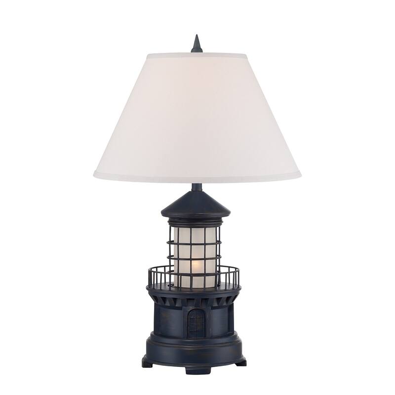 Sanibel Navy Blue Lighthouse Night Light Table Lamp 27" high On Sale