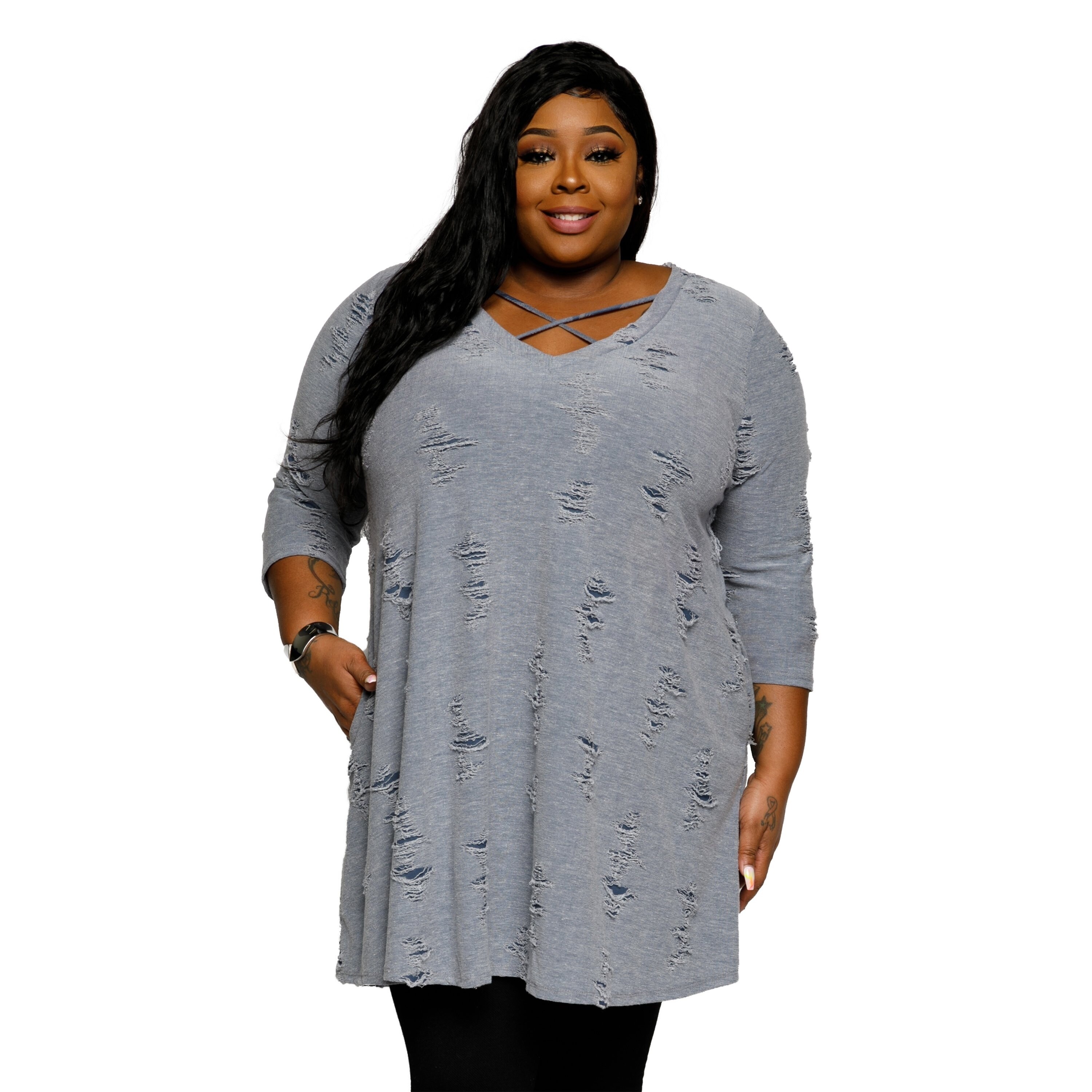 plus size distressed dress
