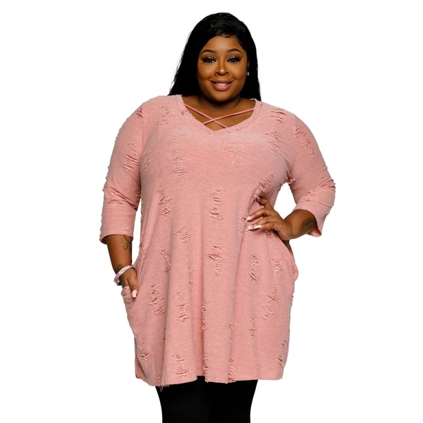 plus size pink sweater dress