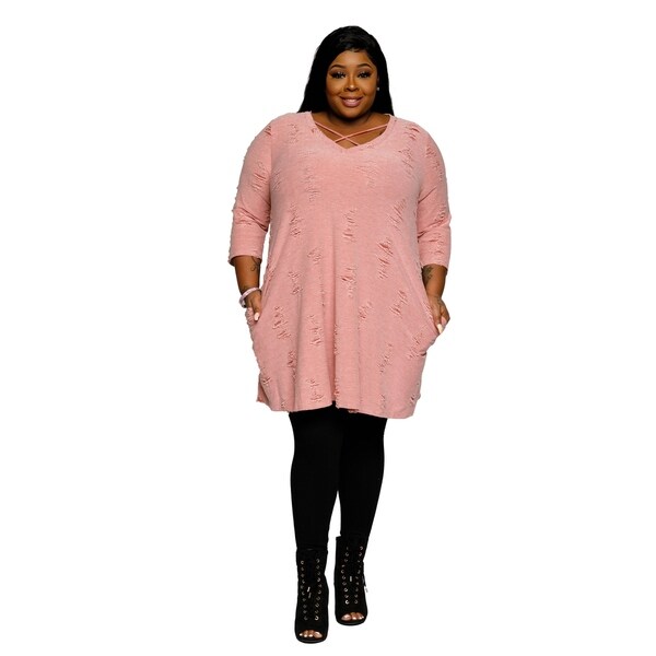 plus size pink sweater dress