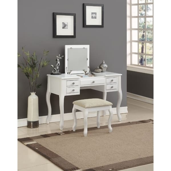 Shop Estelle Chic Beauty Vanity And Stool Set Free Shipping