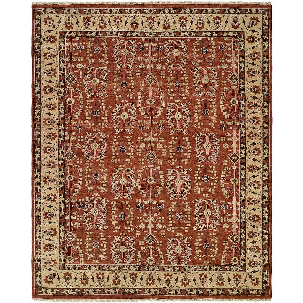 Allegro Spice/Beige Wool Hand-knotted Area Rug