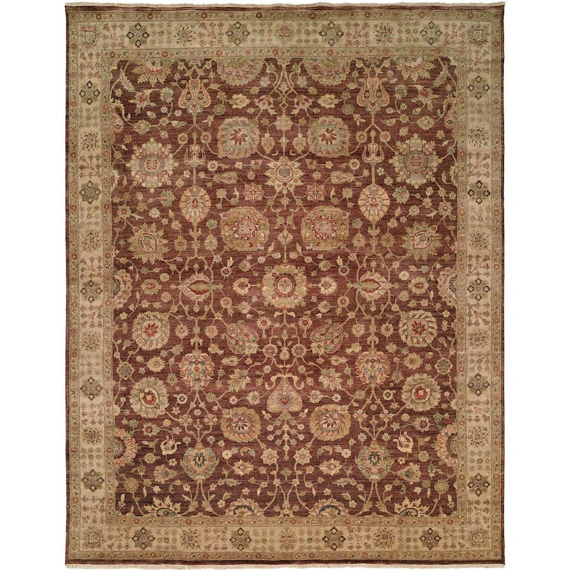 Bashir Brown/Ivory Hand-knotted Wool Area Rug