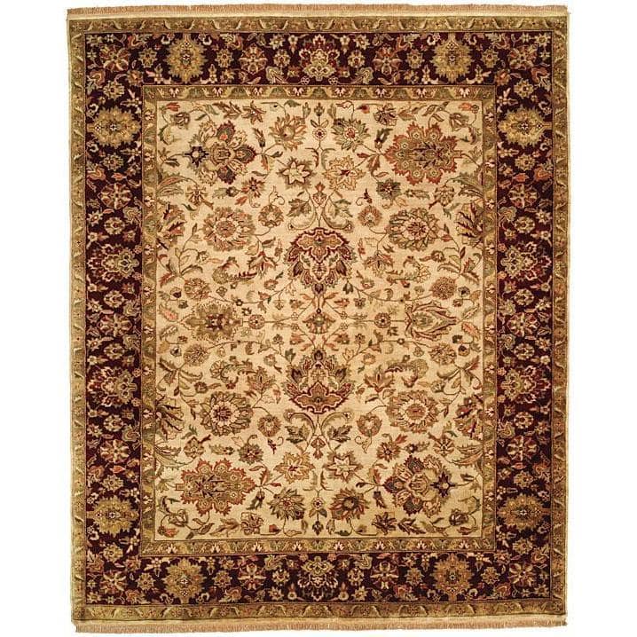Jaipura Ivory/Plum Wool Hand-knotted Area Rug