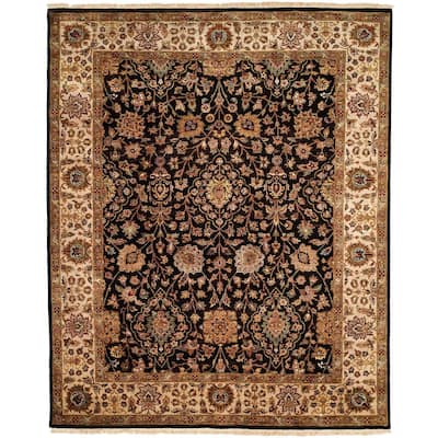 Kabir Black/Ivory Hand-Knotted Area Rug (12' x 18') - 12' X 18'