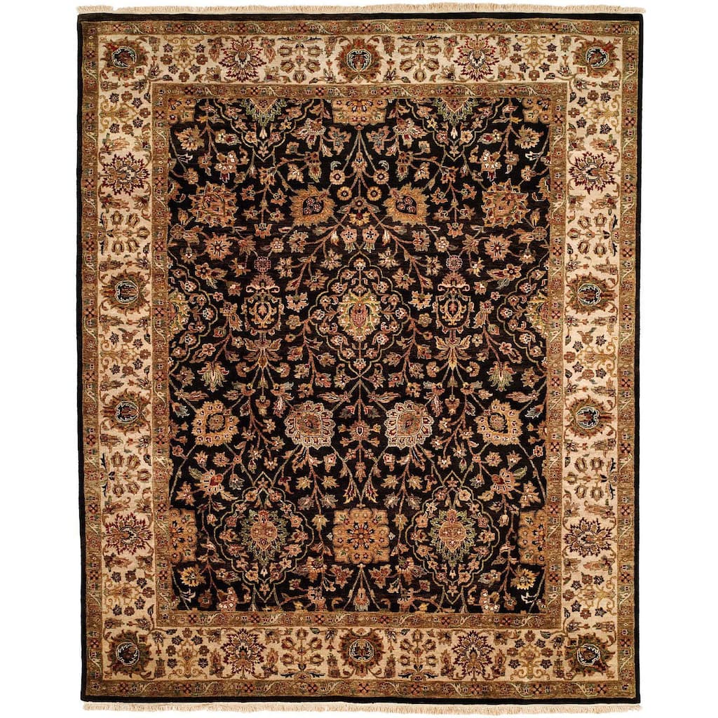 Kabir Black/Ivory Hand-Knotted Area Rug (12' x 18') - 12' X 18'