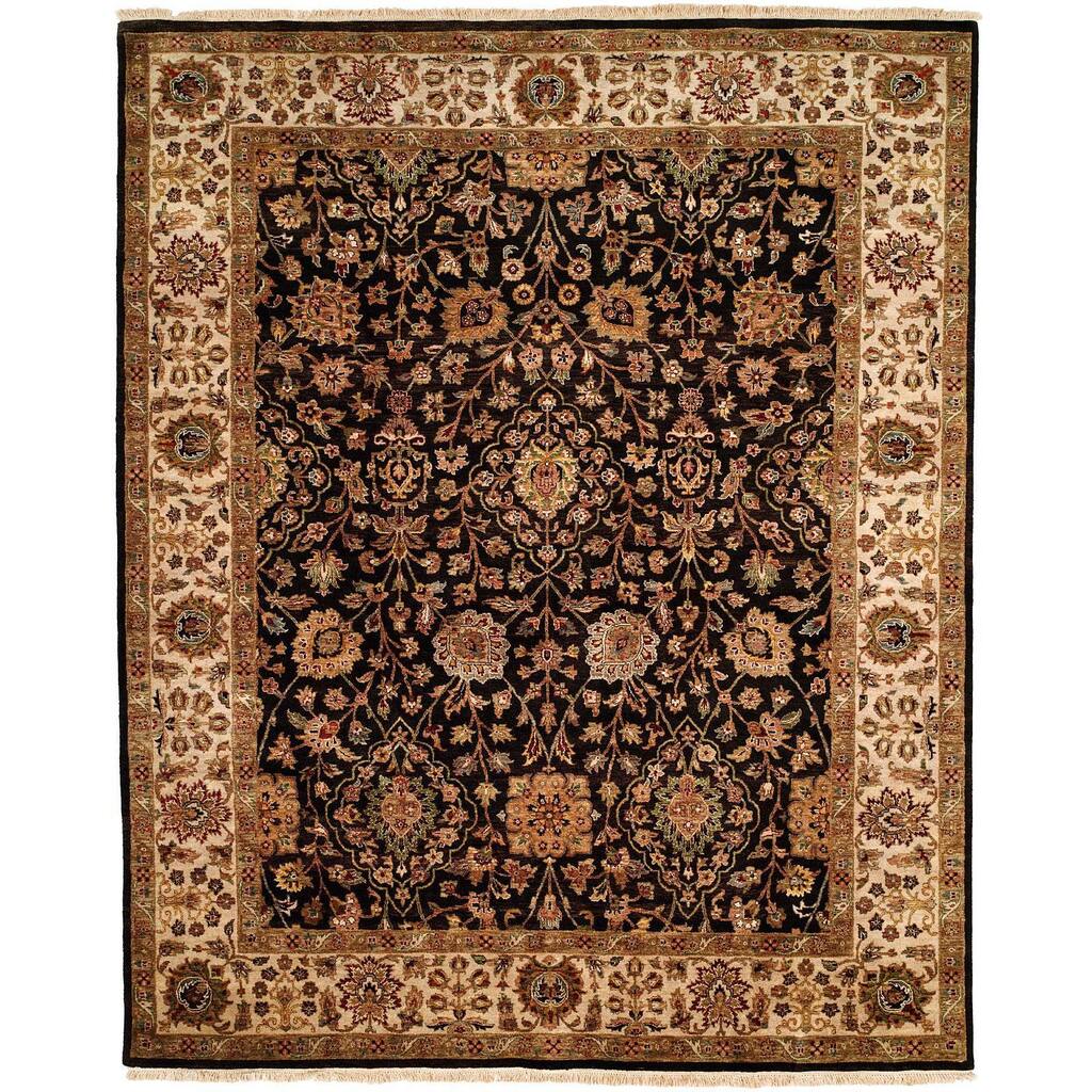 Kabir Black/Ivory Hand-Knotted Area Rug (12' x 18') - 12' X 18'