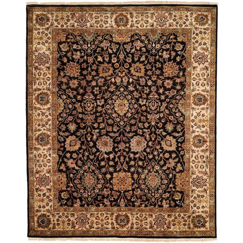 Kabir Black/Ivory Hand-Knotted Area Rug (12' x 18') - 12' X 18'