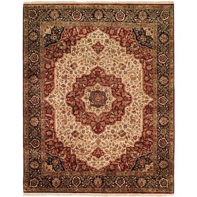 Kabir Ivory/Black Hand-knotted Area Rug