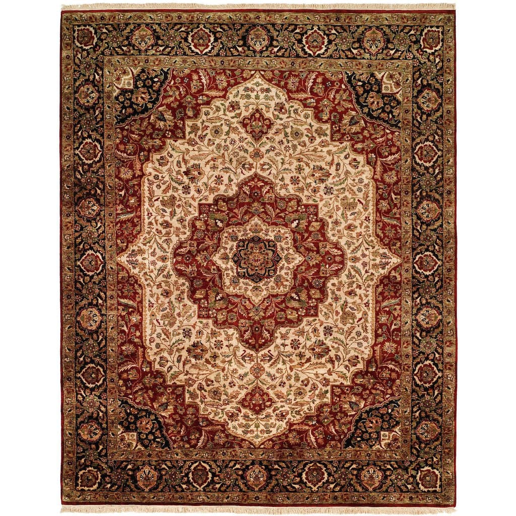 Kabir Ivory/Black Hand-knotted Area Rug
