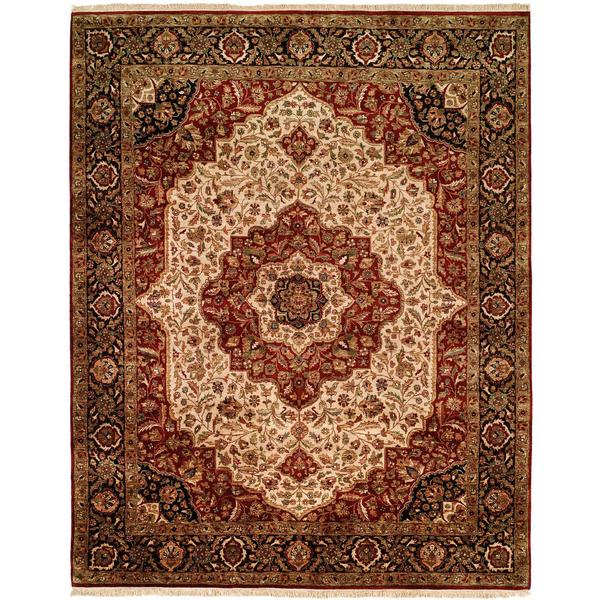 Kabir Ivory Black Hand Knotted Area Rug 12 X 18