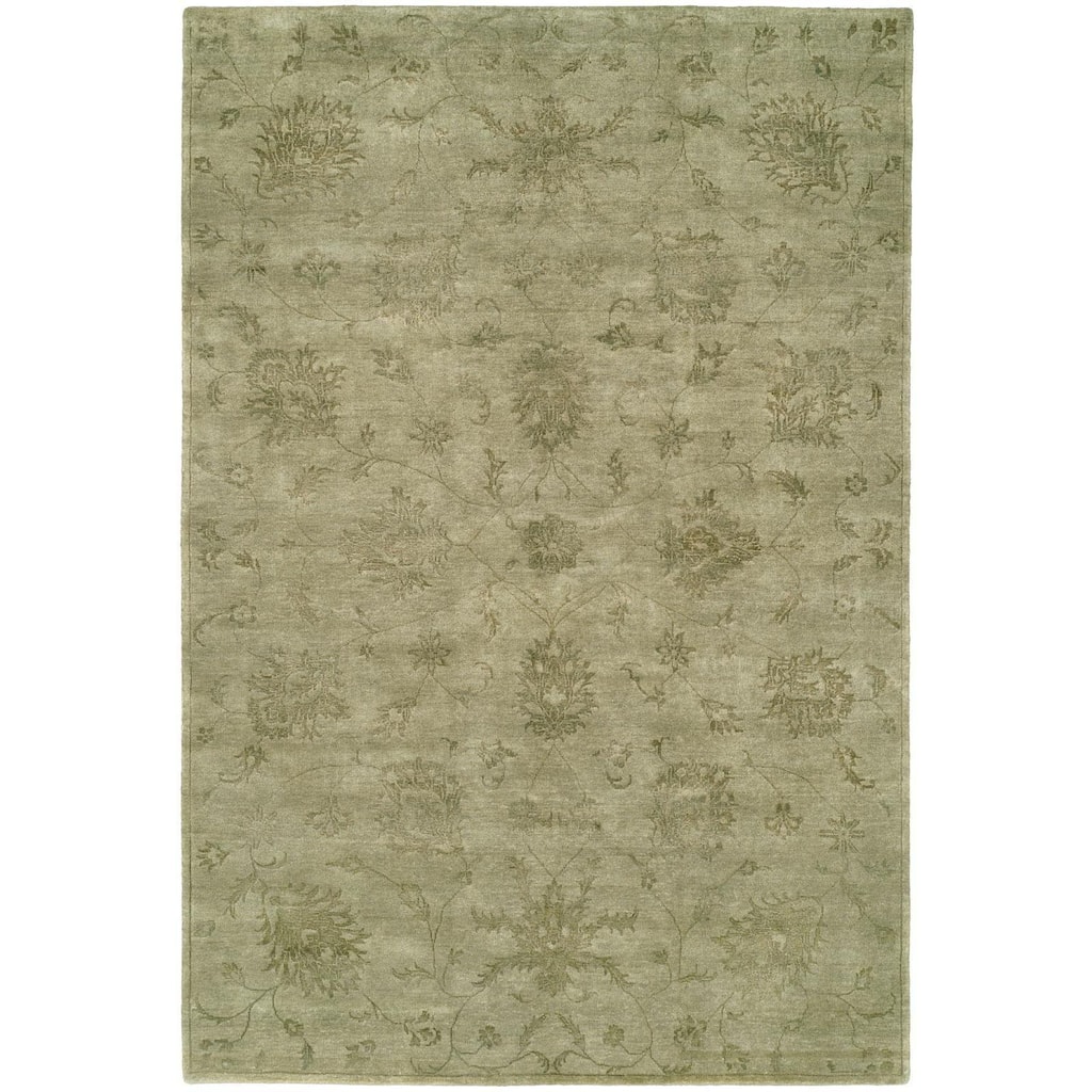 Nirvana Celadon Khaki Wool Viscose Hand-knotted Area Rug