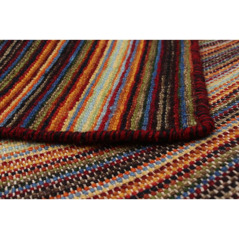 Flat-weave Manhattan Blue, Red Wool Kilim