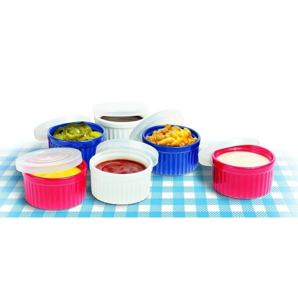 Colorful Ceramic Ramekins With Lids Custard Cups Ramekin Set Of 6