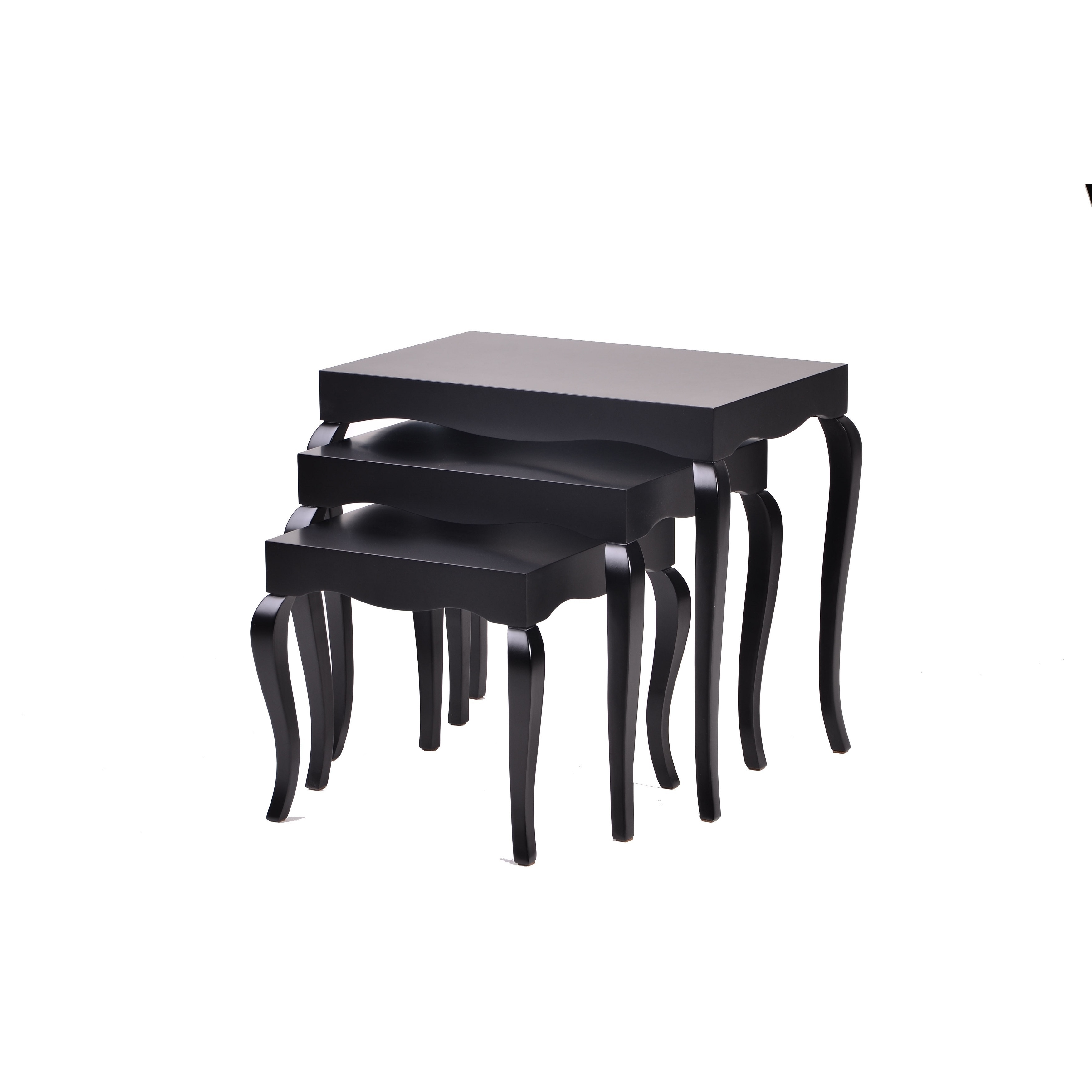 Victor Black Lacquer Wood 3piece Side Nesting Table Set Black Urban