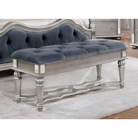 Silver Orchid Heston Velvet Tufted Bedroom Bench